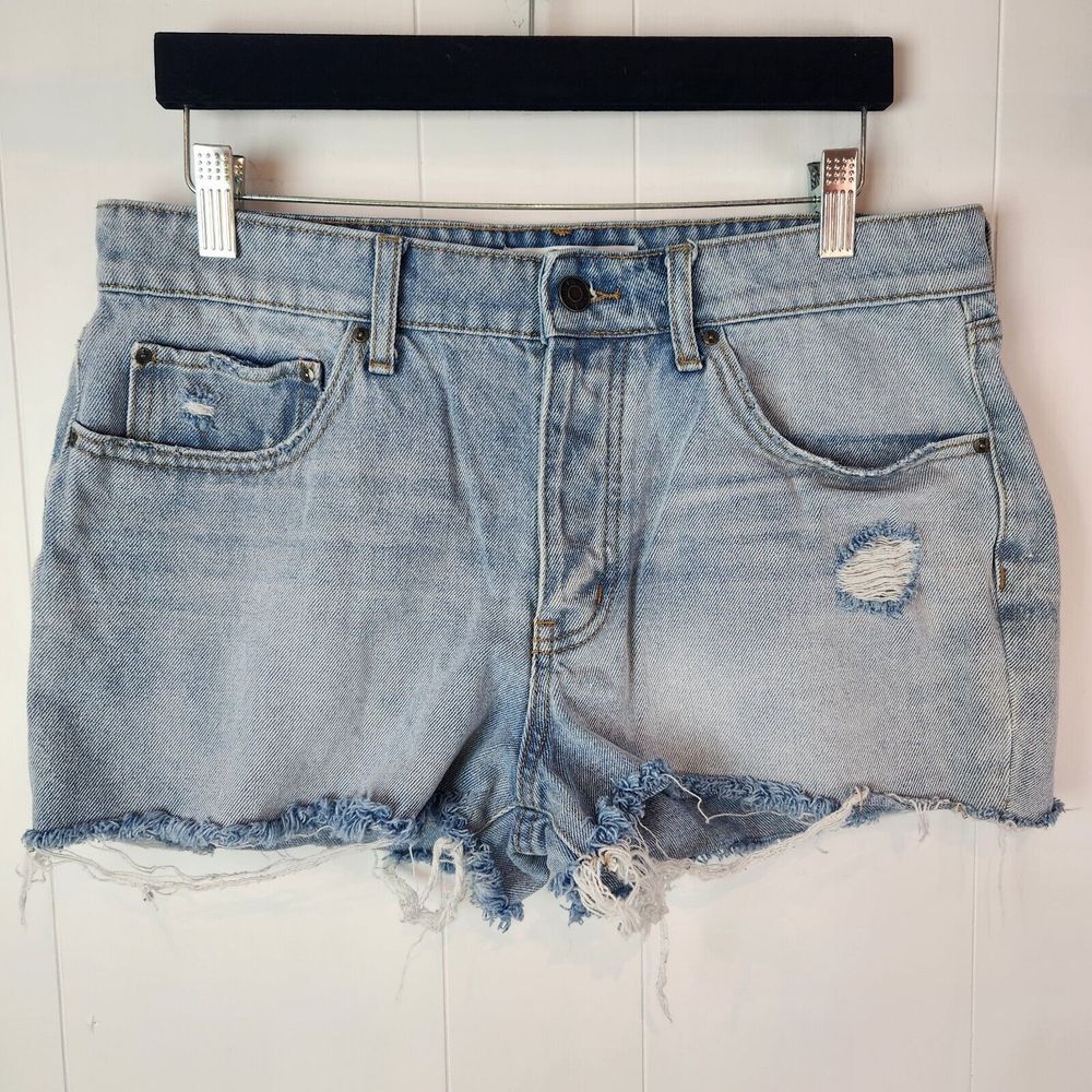 RSQ Size Boyfriend Cut Off Jean Shorts Distressed‎ Light Wash Button Fly 11/w30